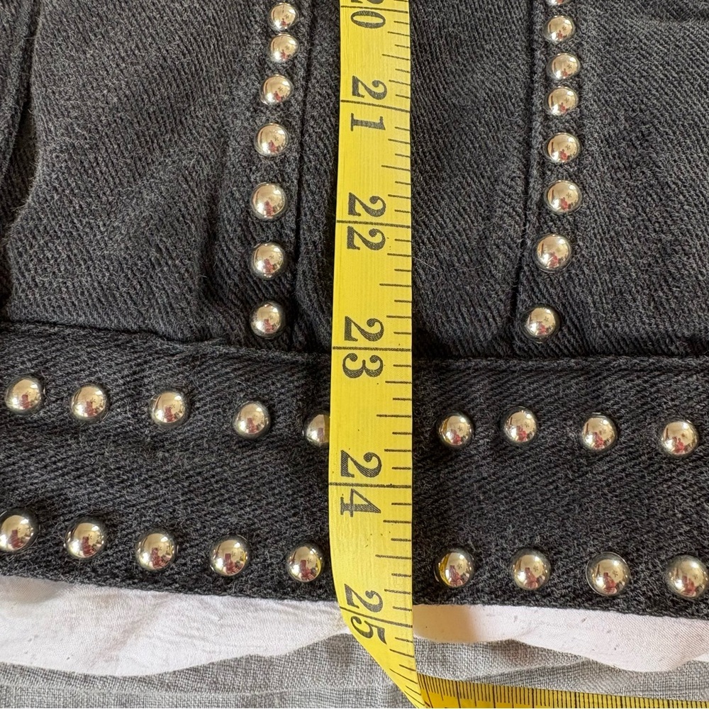 Vici Black Jean Denim Jacket with Studded Details Oversized Biker XS - Picture 10 of 10
